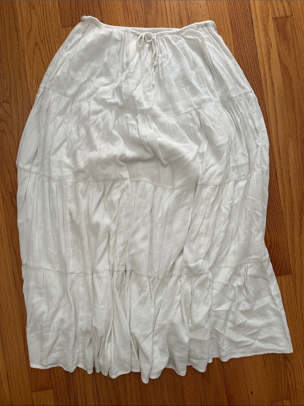 Aerie Women's White Maxi Tiered Boho Skirt